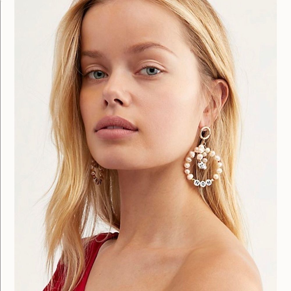 Free People Mon Amie beaded pear shape earrings
